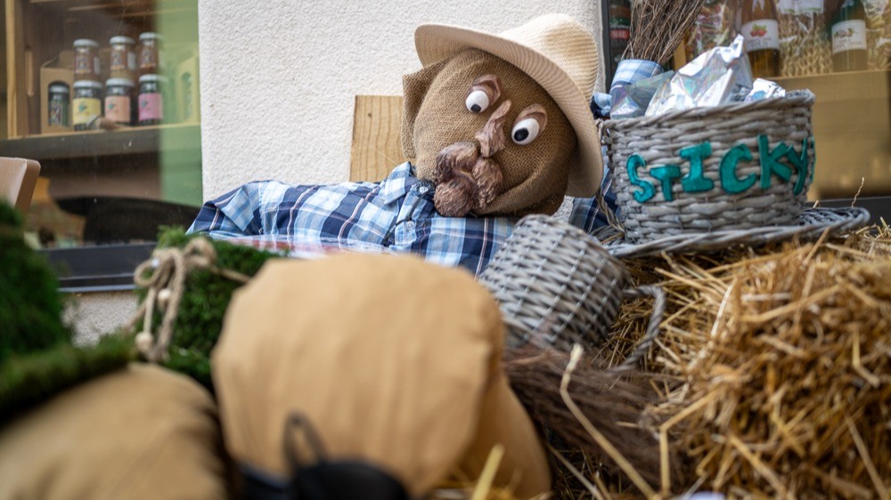 A Scarecrow at Scarecrow Fest in Frankenmuth River Place Shops